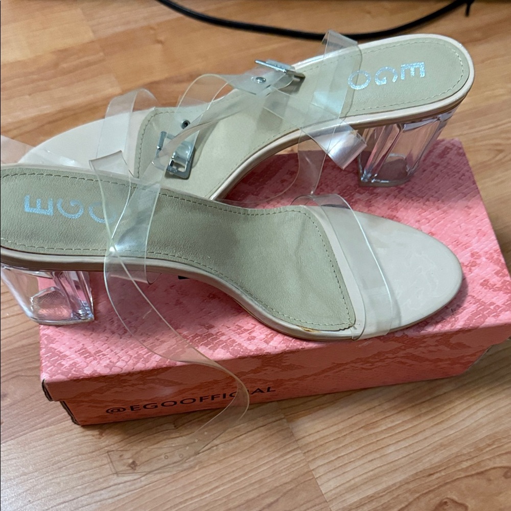 EGO Women's Transparent Strap Heels - Beige